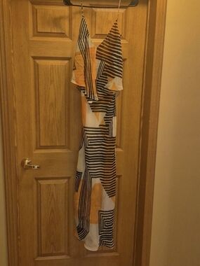 Zara Geometric Patchwork Print Maxi Dress Size M